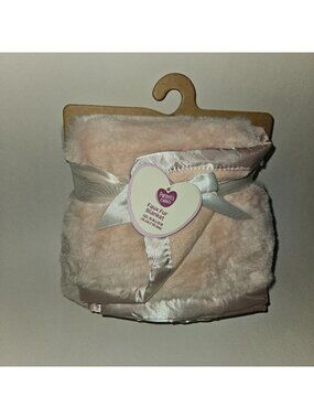 NEW Parent's Choice Pink Faux Fur Baby Blanket SOFT Fleece Satin Trim 30x40